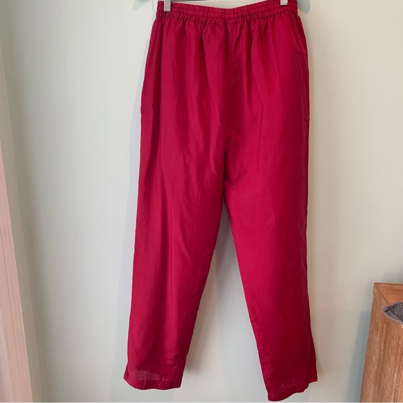 Vintage Cranberry Abvien 100% SILK Windbreaker Elastic Waist Pull On Pants Large - Picture 5 of 7